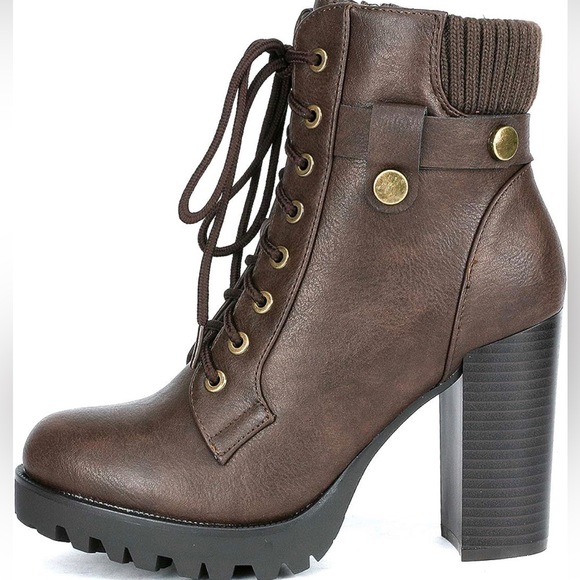 DREAM PAIRS Women's Fashion Ankle Boots - Chunky High Heel Booties - Picture 2 of 5